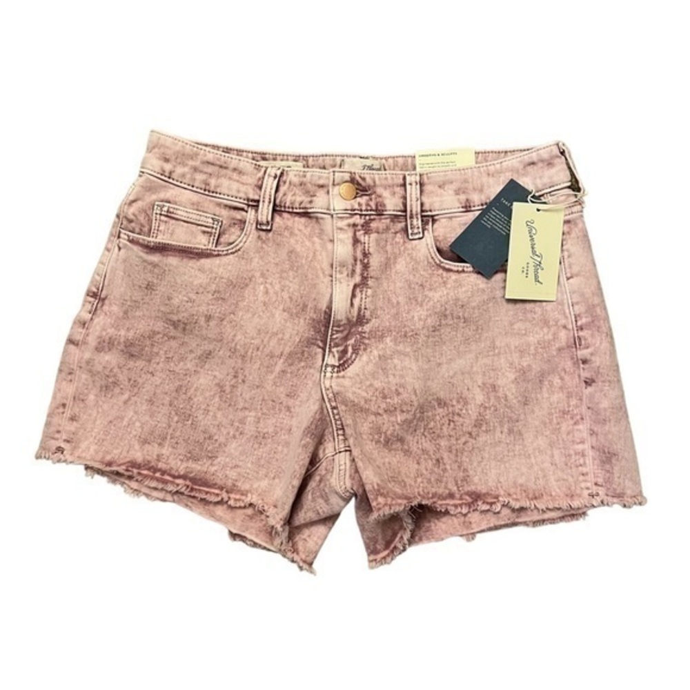 NWT Universal Thread pink stone washed cutoff 4” high-rise midi shorts size 12